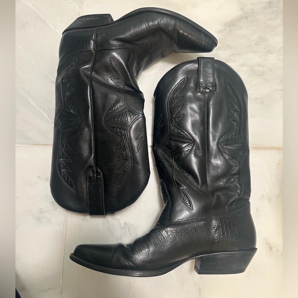 Hunt Club Black Leather Western Boots
